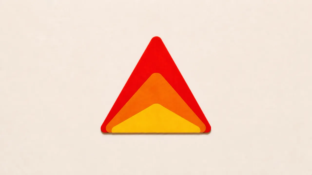 A red paper Firebase flame with a yellow paper crescent overlapping it on a pale paper background