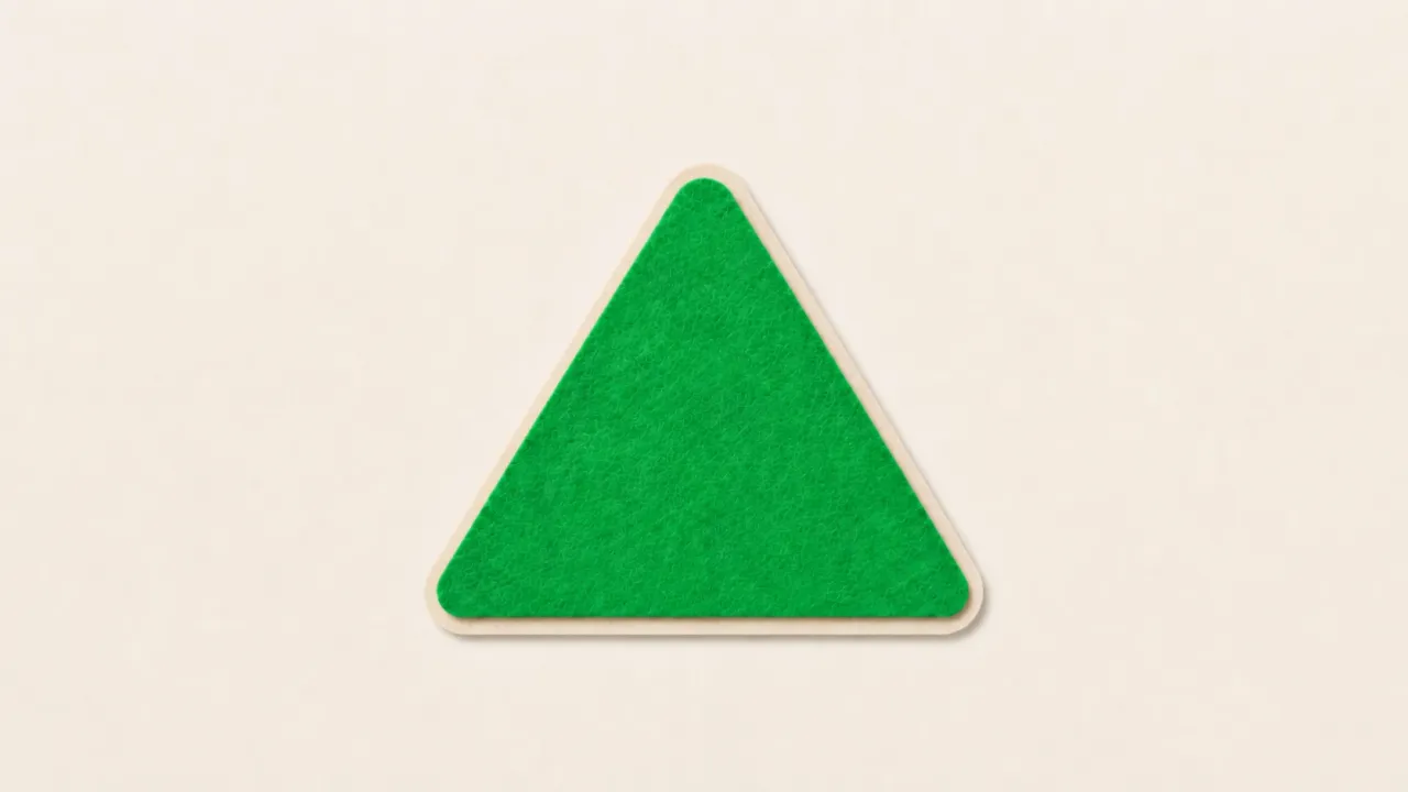 A green paper Supabase bolt cut from two triangles on a pale paper background
